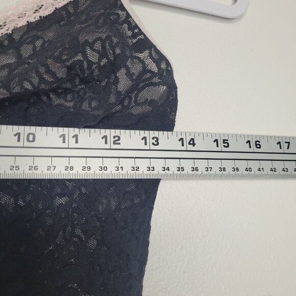 Y2k Victoria's Secret black pink lace ruffle mini slip dress party grunge M - Picture 6 of 7